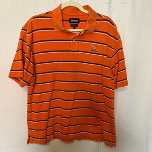 Ashworth UVA Cavaliers Striped Polo Shirt Orange Blue Large Cotton Golf